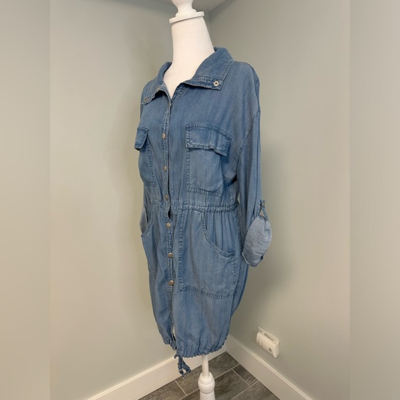 LULUS London Skies Women’s Shirt Dress Jacket Chambray Sz Small Comfy Casual - Picture 3 of 13